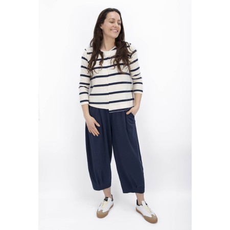 Mama B Crema M Blu Stripe Fleece Cardigan - Blue