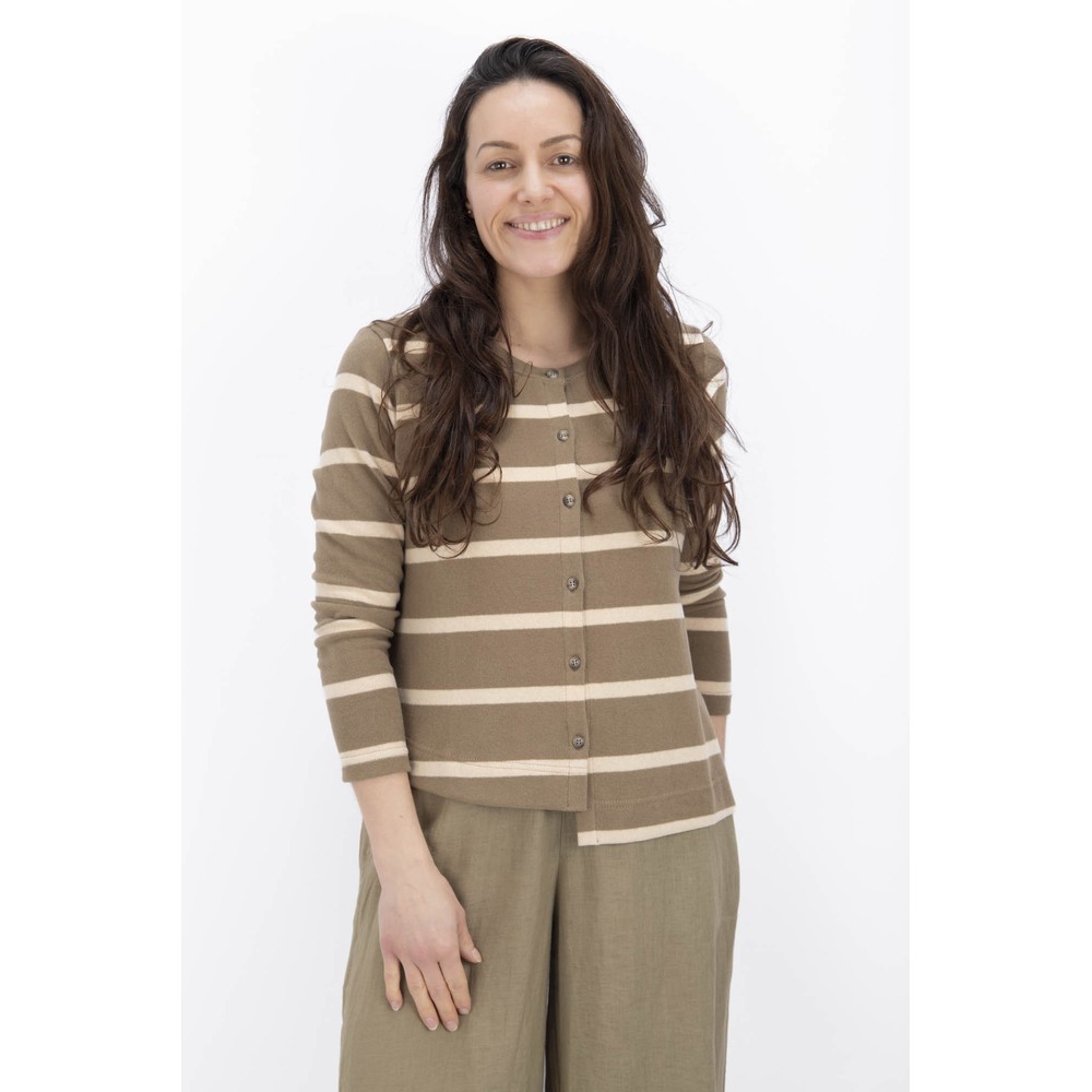 Mama B Crema M Cumino Stripe Fleece Cardigan Cumino