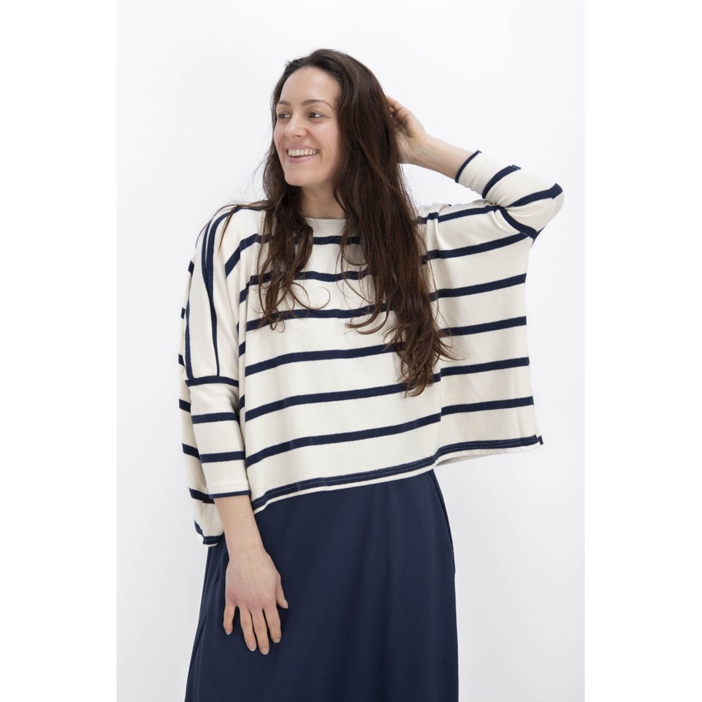 Mama B Kira M Blu Stripe Crop Jumper Blu
