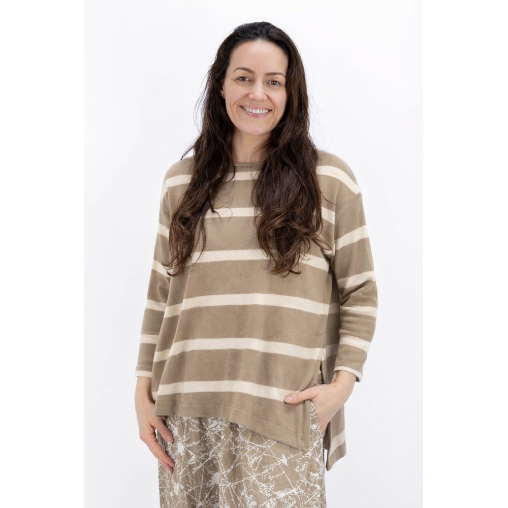 Mama B Emotiva R Cumino Relaxed Stripe Eco Fleece Jumper Cumino