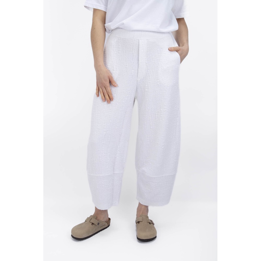Mama B Mira J Crinkle Jacquard Trouser Bianco