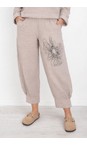 NOEN Sand 14 Embroidered Floral Linen Trouser  