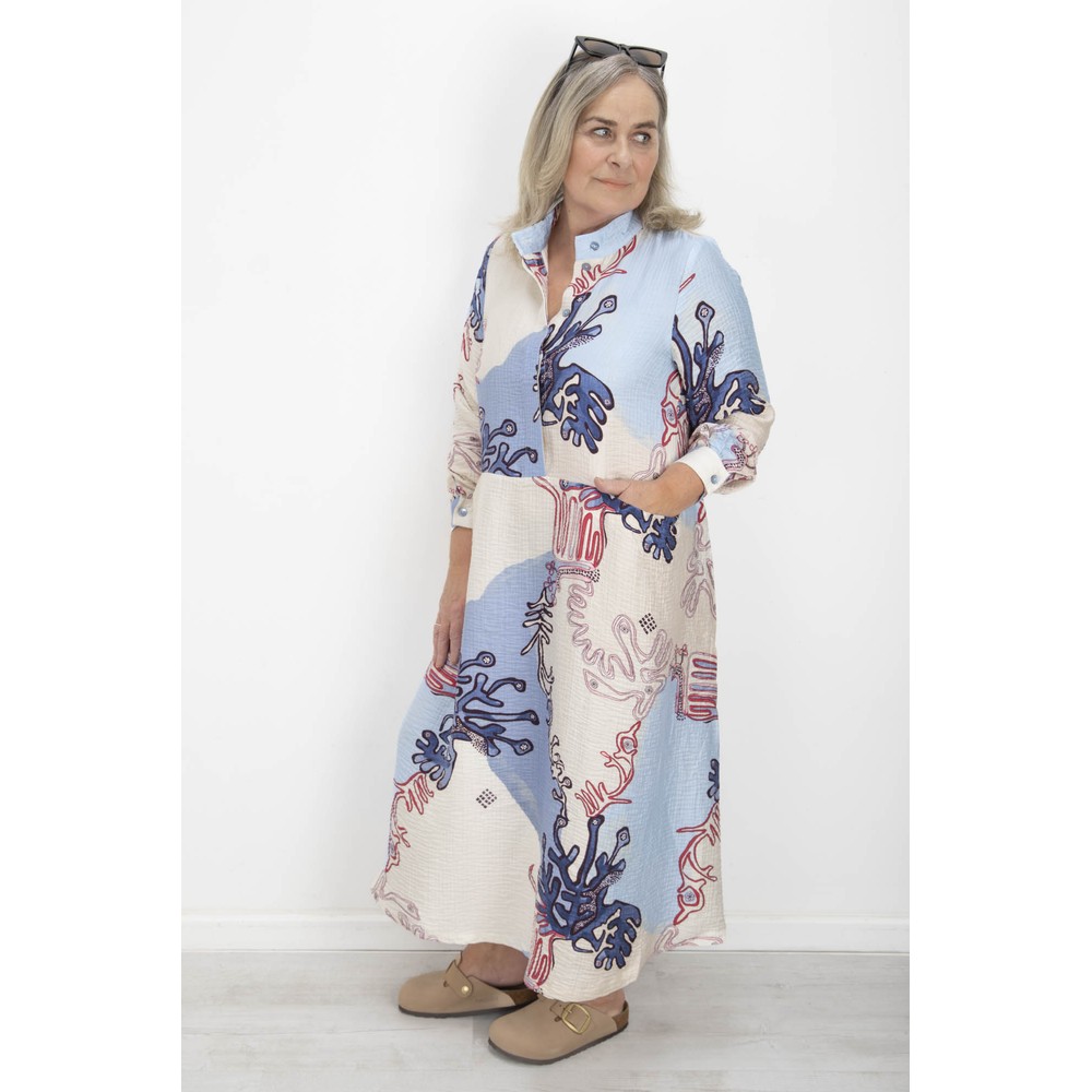 NOEN Abstract Printed Shirt Dress Blue 61