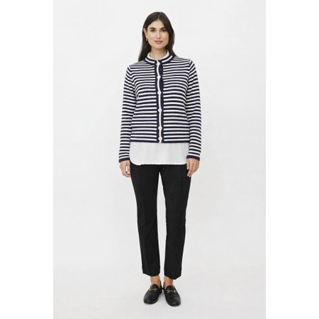 Masai Clothing MaLucanja Navy Blazer Knit Stripe Cardigan - Blue
