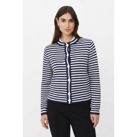 Masai Clothing MaLucanja Navy Blazer Knit Stripe Cardigan - Blue