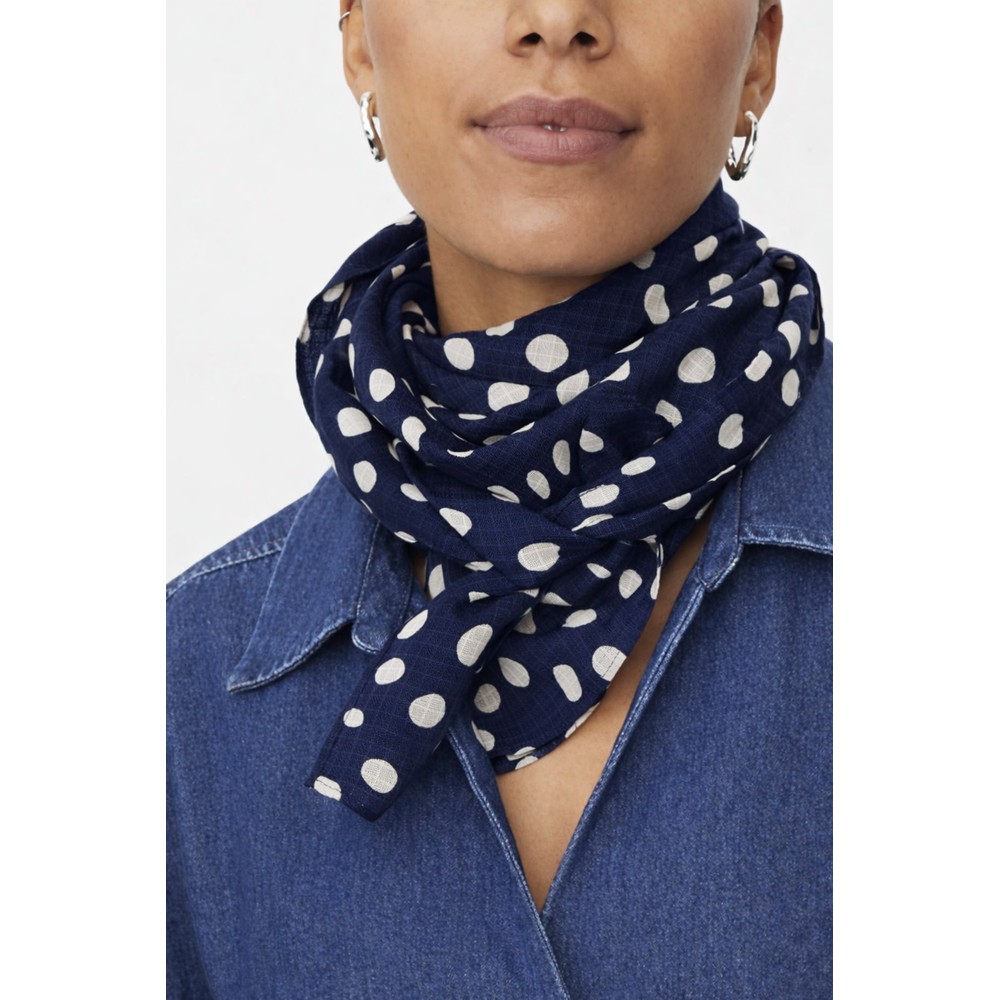 Masai Clothing MaAmivra Navy Blazer Spotted Cotton Scarf Navy Blazer