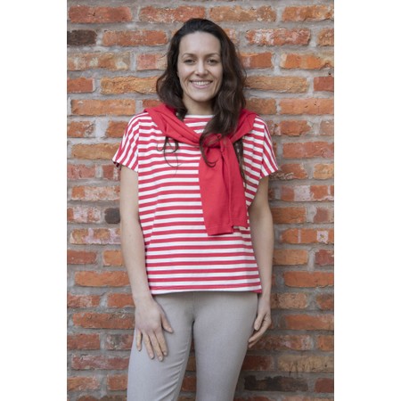 Chalk Wei Boxy Red And Ecru Stripe Top - Red