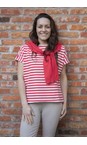 Chalk Red / Ecru Wei Boxy Red And Ecru Stripe Top  