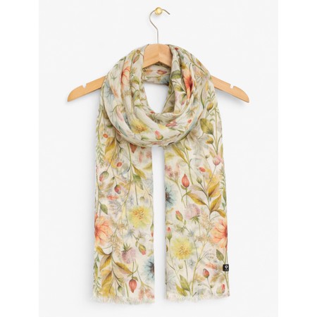 V.Fraas Fraas Floral Print Hemp Scarf - Off-White