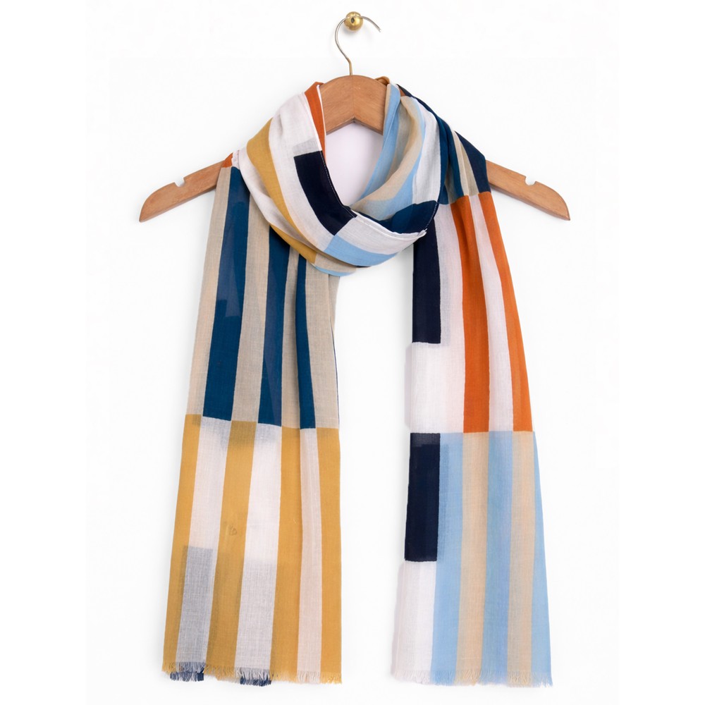 V.Fraas Fraas True Blue Printed Cotton Scarf 524 True Blue