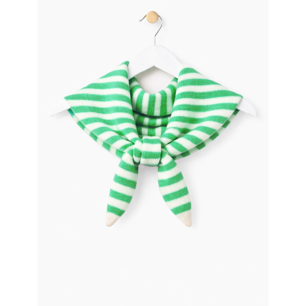 Gemini Label Accessories Triangle Neck Green Stripe SuperSoft Wool Scarf Green