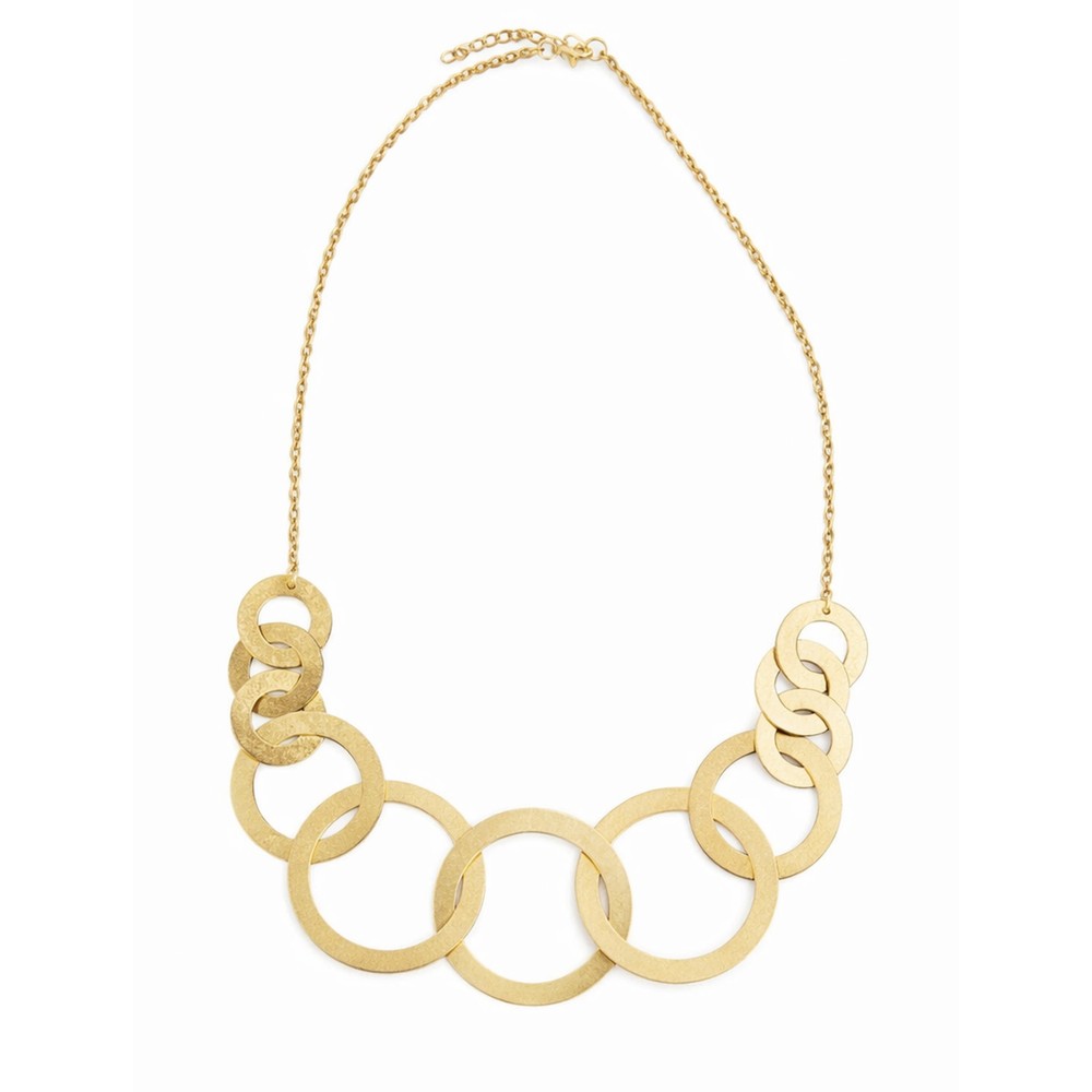 Suzie Blue Gold Beaten Ring Necklace Gold