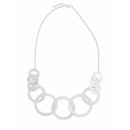 Suzie Blue SIlver Beaten Ring Necklace - Metallic