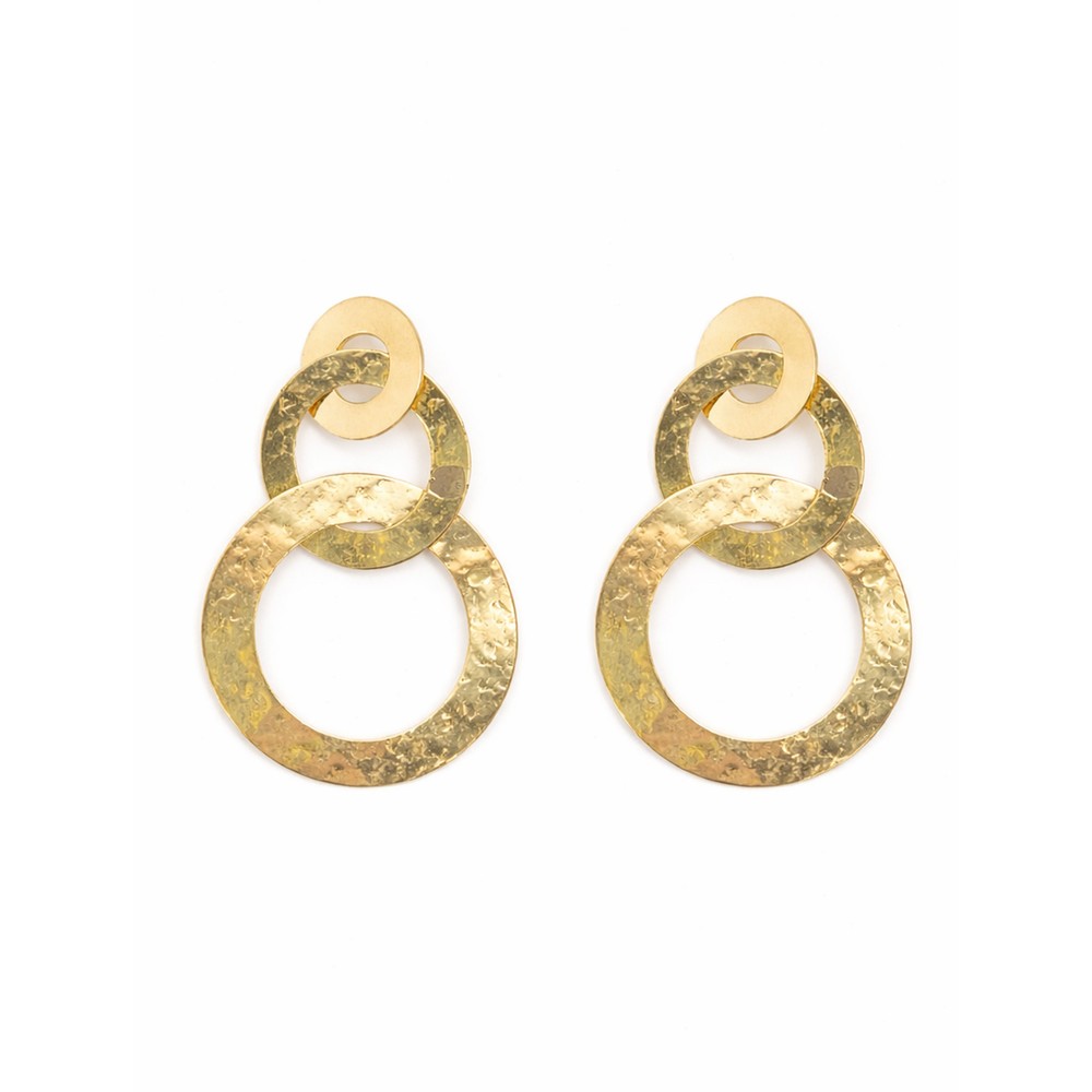 Suzie Blue Gold Triple Beaten Earring Gold
