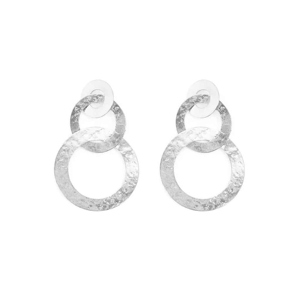 Suzie Blue Silver Triple Beaten Earring Silver