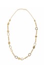 Suzie Blue Gold Gold Long Mixed Snake & Beaten Disc Necklace  