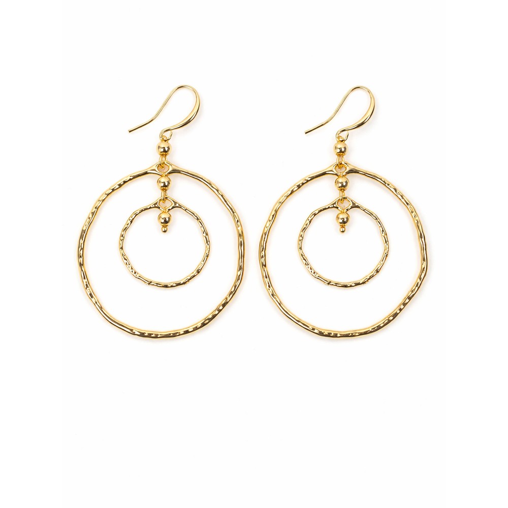 Suzie Blue Gold Double Ring Earring Gold