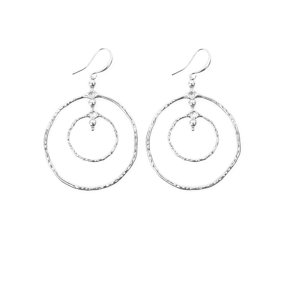 Suzie Blue Silver Double Ring Earrings Silver