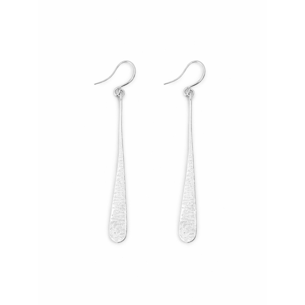 Suzie Blue Beaten Teardrop Earring Silver