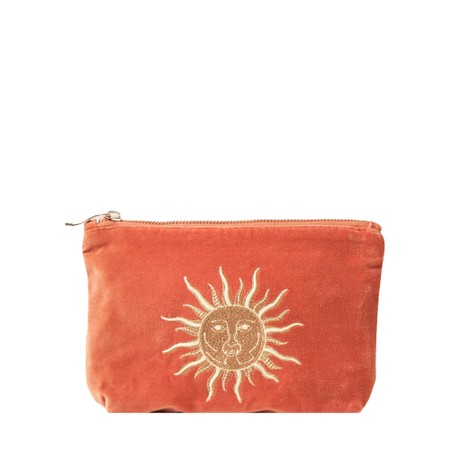 Elizabeth Scarlett Sun Godess Rust Velvet Mini Pouch - Orange