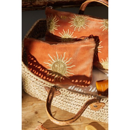 Elizabeth Scarlett Velvet Sun Godess Rust Mini Pouch - Orange