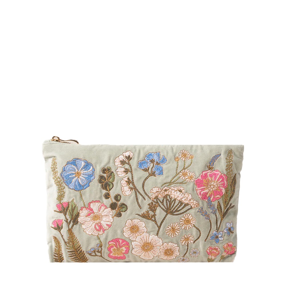 Elizabeth Scarlett Everyday Velvet Pressed Flowers Pouch Pressed Flowers Sage