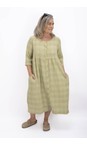Thing Olive Drea Olive Linen Blend Check Dress  