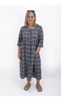 Thing Navy Drea Navy Linen Blend Check Dress  