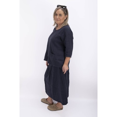 Thing Erin Navy Pocket Linen Top - Blue