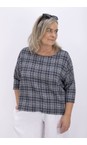 Thing Navy Hanna Navy Linen Blend Check Top  