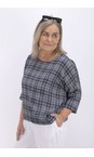 Thing Navy Hanna Navy Linen Blend Check Top  