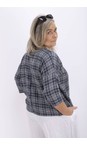 Thing Navy Hanna Navy Linen Blend Check Top  
