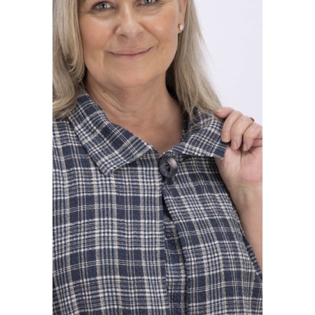 Thing Jana Navy Linen Blend Check Jacket - Blue