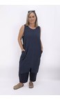 Thing Navy Karo Navy Linen Blend Seersucker Dress  