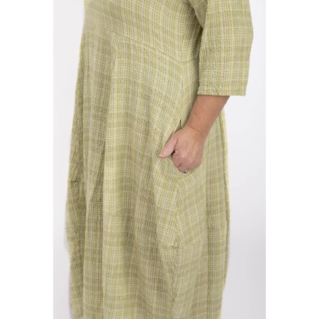 Thing Kreya Linen Blend 3/4 Sleeve Check Dress - Green