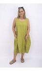 Thing Olive Kreya Sleeveless Linen Dress  