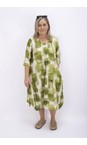 Thing Olive Kyra Linen Blend Olive Print Dress  