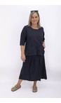 Thing Navy Safia Navy Linen Skirt  