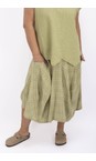 Thing Olive Vilma Olive Linen Blend Check Skirt  