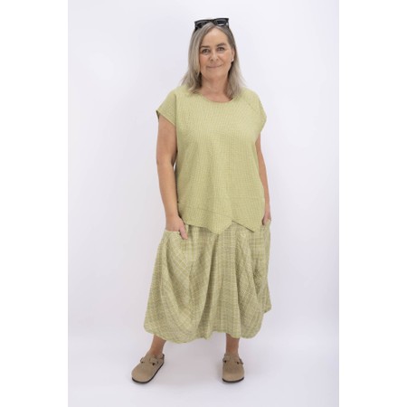 Thing Yelena Linen Blend Seersucker Asymetric Top - Green