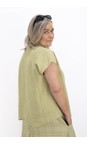 Thing Olive Yelena Linen Blend Seersucker Asymetric Top  