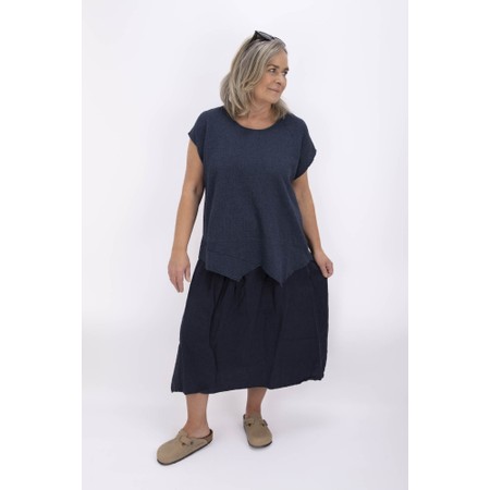 Thing Yelena Linen Blend Seersucker Asymetric Top - Blue
