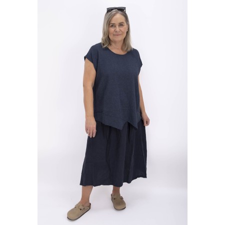 Thing Yelena Linen Blend Seersucker Asymetric Top - Blue