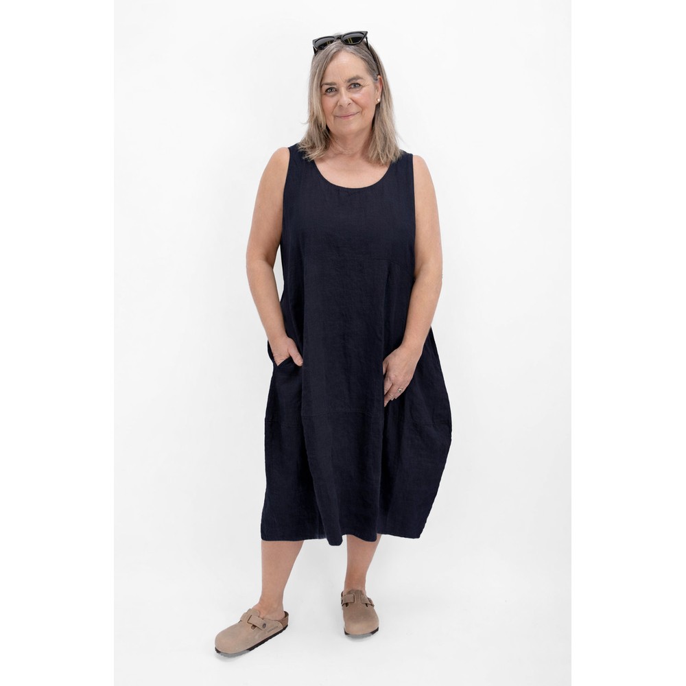 Thing Kreya Navy Sleeveless Linen Dress Navy