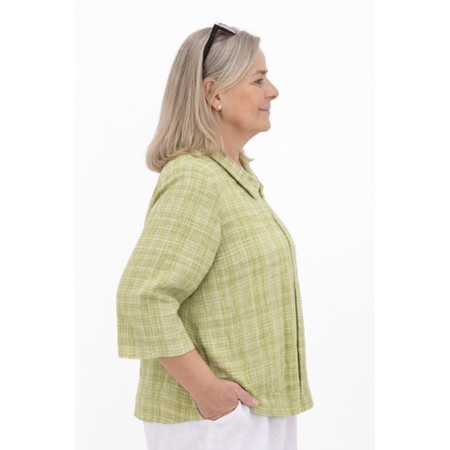 Thing Jana Olive Linen Blend Check Jacket - Green