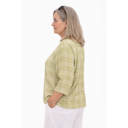 Thing Hanna Olive Linen Blend Check Top - Green