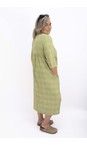 Thing Olive Drea Olive Linen Blend Check Dress  