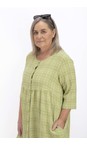 Thing Olive Drea Olive Linen Blend Check Dress  