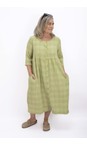Thing Olive Drea Olive Linen Blend Check Dress  