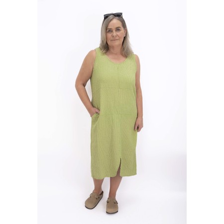Thing Karo Olive Linen Blend Seersucker Dress - Green